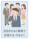 注目されると緊張で赤面する・汗をかく